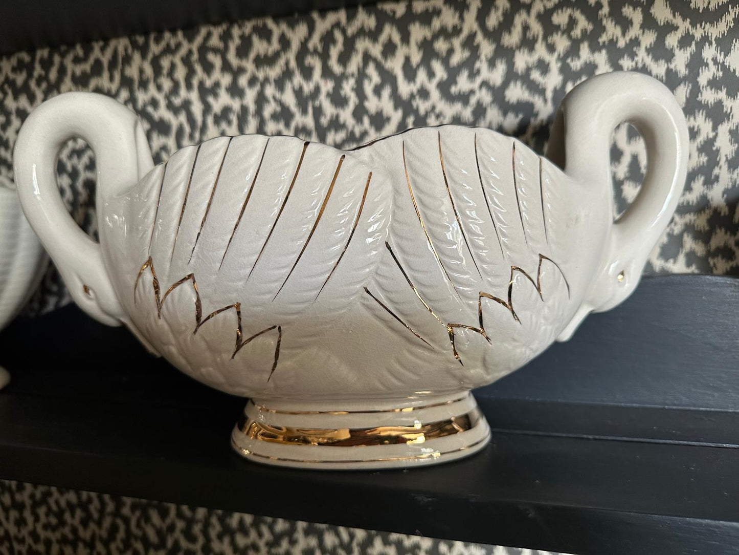 Twin - headed Swan Vase - FLORA BLACK