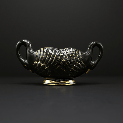 Black and Gold Double Swan Vase - FLORA BLACK