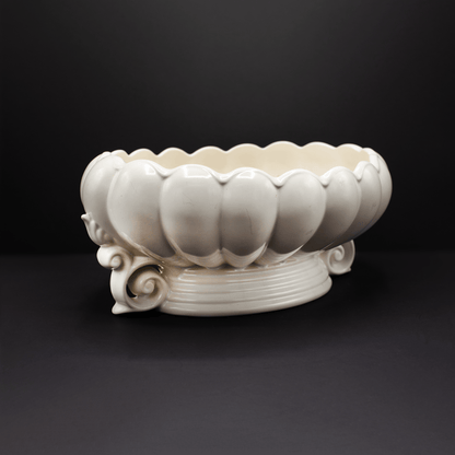 Enormous Scroll Handled Scalloped Bowl - FLORA BLACK