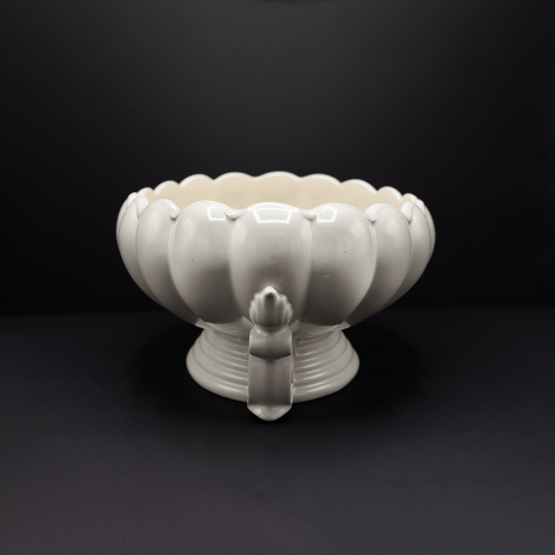 Enormous Scroll Handled Scalloped Bowl - FLORA BLACK