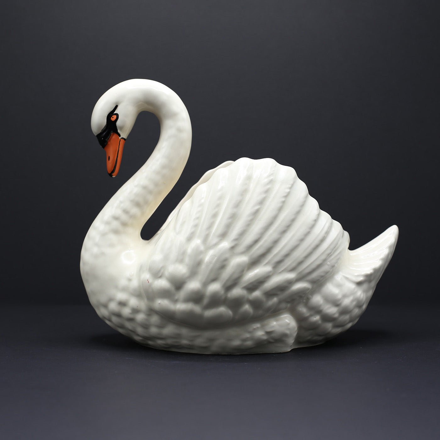 Large Swan Jardinière with Orange Beak - FLORA BLACK