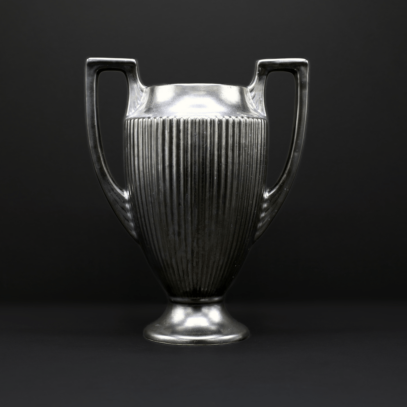Pewter Trophy Vase with Deco Handles - FLORA BLACK